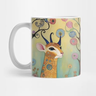 Gustav Klimt's Enchanted Stag: Inspired Deer Illustration Mug